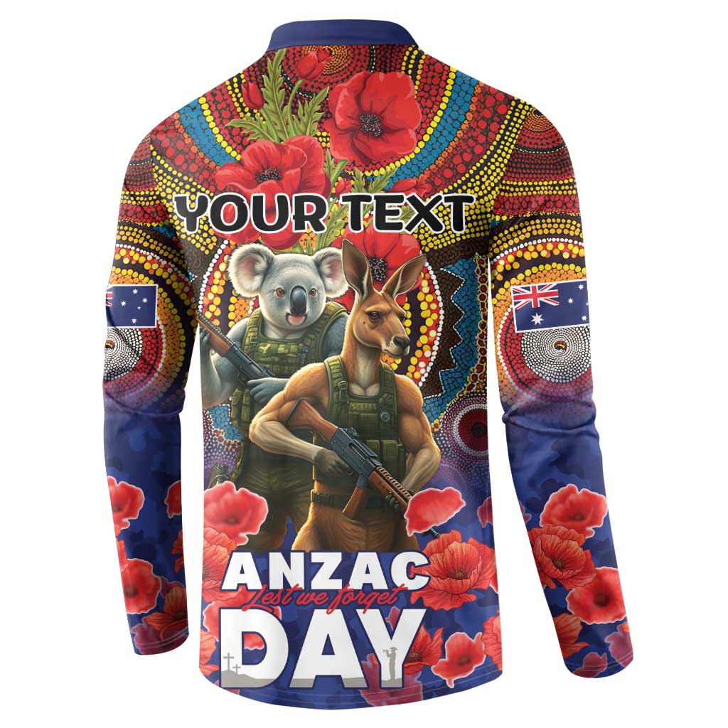 Kangaroo Koala Soldier ANZAC Personalised Button Sweatshirt Camouflage Motif