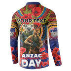 Kangaroo Koala Soldier ANZAC Personalised Button Sweatshirt Camouflage Motif