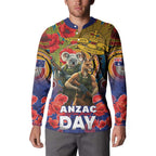 Kangaroo Koala Soldier ANZAC Personalised Button Sweatshirt Camouflage Motif