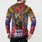 Kangaroo Koala Soldier ANZAC Personalised Button Sweatshirt Camouflage Motif