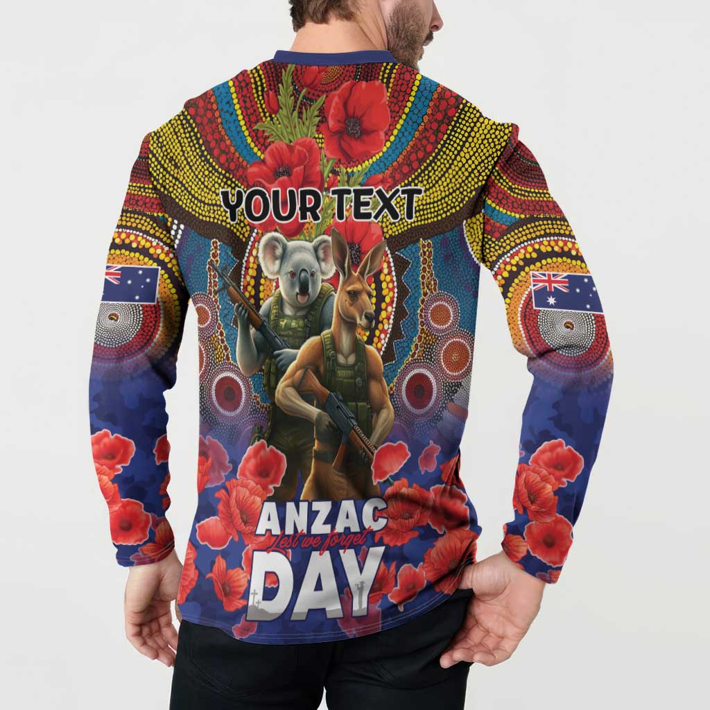 Kangaroo Koala Soldier ANZAC Personalised Button Sweatshirt Camouflage Motif