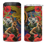 Kangaroo Koala Soldier ANZAC Personalised 4 in 1 Can Cooler Tumbler Camouflage Motif