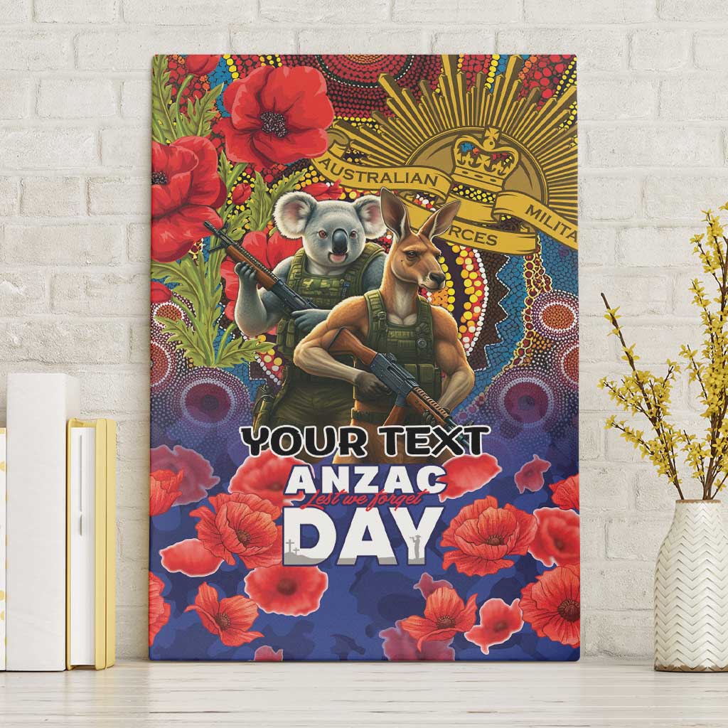 Kangaroo Koala Soldier ANZAC Personalised Canvas Wall Art Camouflage Motif
