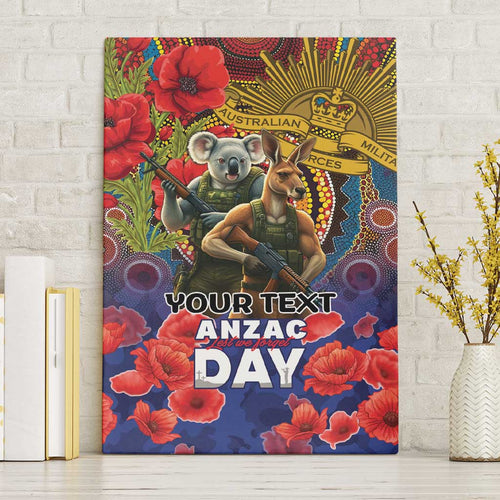 Kangaroo Koala Soldier ANZAC Personalised Canvas Wall Art Camouflage Motif