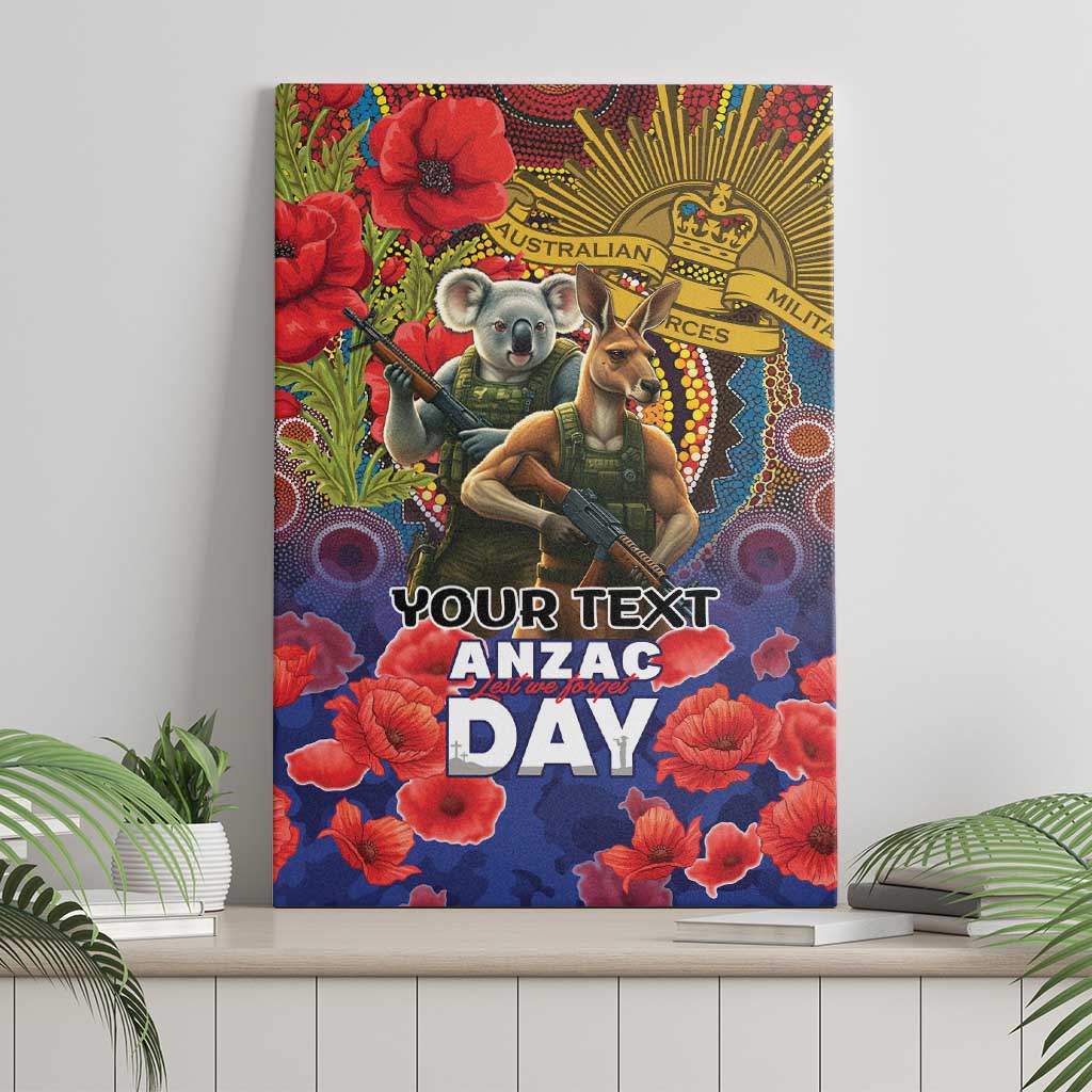 Kangaroo Koala Soldier ANZAC Personalised Canvas Wall Art Camouflage Motif