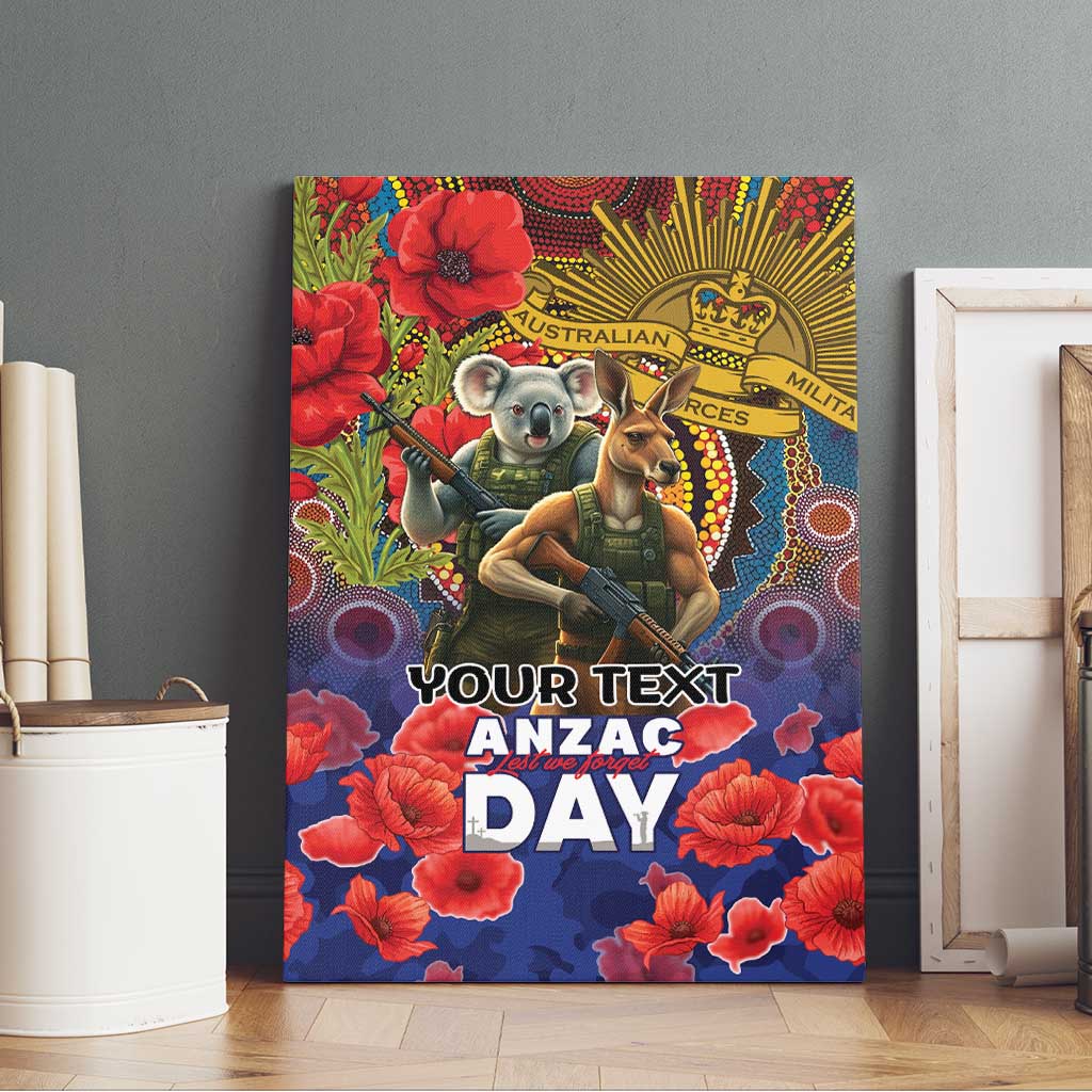 Kangaroo Koala Soldier ANZAC Personalised Canvas Wall Art Camouflage Motif