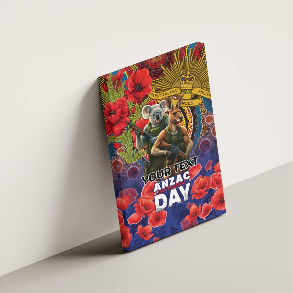 Kangaroo Koala Soldier ANZAC Personalised Canvas Wall Art Camouflage Motif