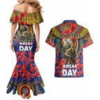 Kangaroo Koala Soldier ANZAC Personalised Couples Matching Mermaid Dress and Hawaiian Shirt Camouflage Motif