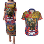 Kangaroo Koala Soldier ANZAC Personalised Couples Matching Puletasi and Hawaiian Shirt Camouflage Motif