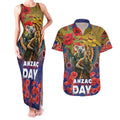 Kangaroo Koala Soldier ANZAC Personalised Couples Matching Tank Maxi Dress and Hawaiian Shirt Camouflage Motif