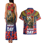 Kangaroo Koala Soldier ANZAC Personalised Couples Matching Tank Maxi Dress and Hawaiian Shirt Camouflage Motif