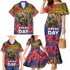 Kangaroo Koala Soldier ANZAC Personalised Family Matching Mermaid Dress and Hawaiian Shirt Camouflage Motif