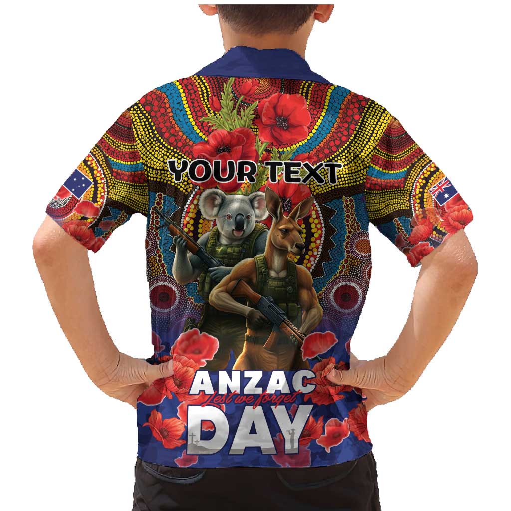 Kangaroo Koala Soldier ANZAC Personalised Family Matching Mermaid Dress and Hawaiian Shirt Camouflage Motif