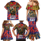 Kangaroo Koala Soldier ANZAC Personalised Family Matching Mermaid Dress and Hawaiian Shirt Camouflage Motif