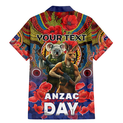Kangaroo Koala Soldier ANZAC Personalised Family Matching Mermaid Dress and Hawaiian Shirt Camouflage Motif