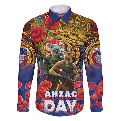 Kangaroo Koala Soldier ANZAC Personalised Family Matching Mermaid Dress and Hawaiian Shirt Camouflage Motif
