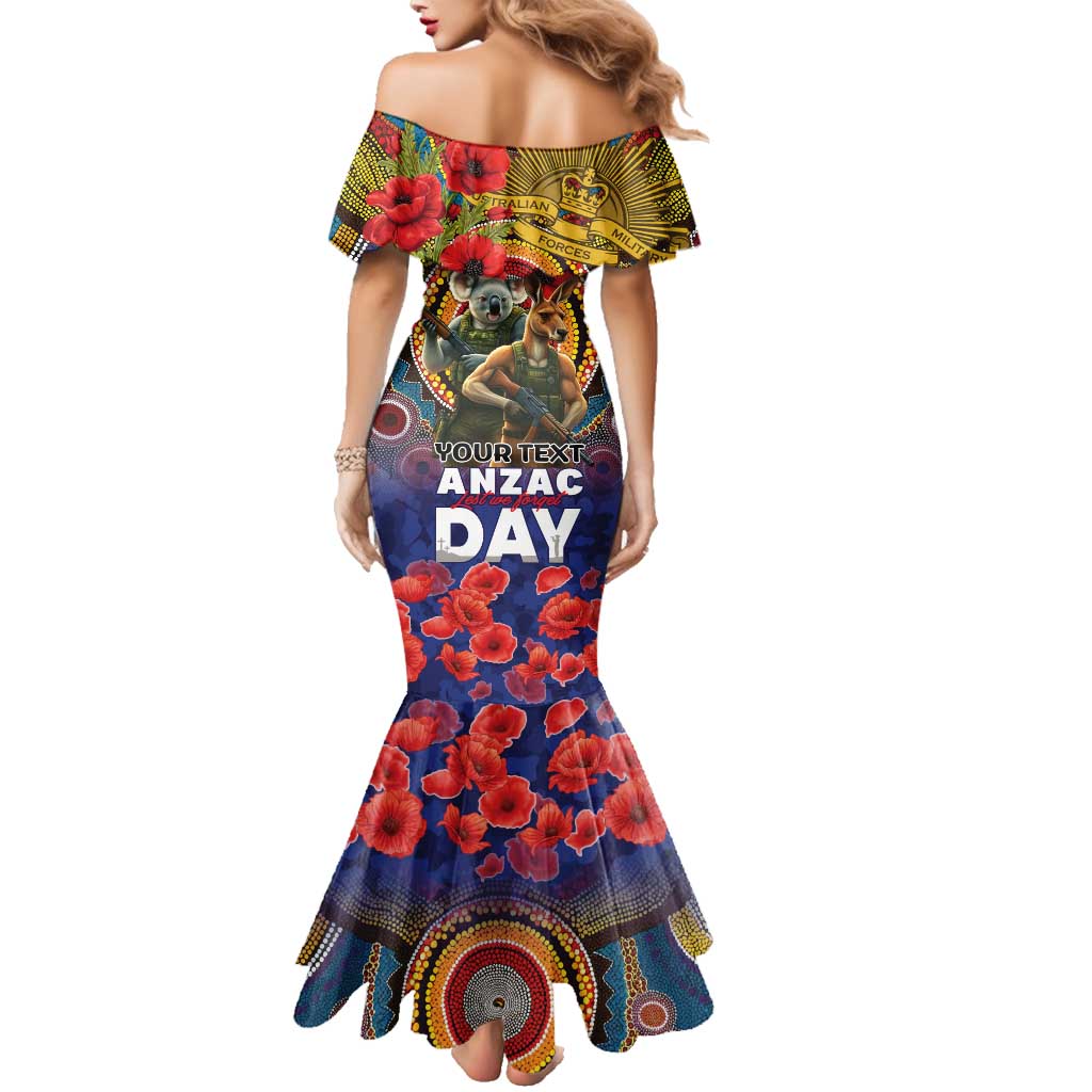 Kangaroo Koala Soldier ANZAC Personalised Family Matching Mermaid Dress and Hawaiian Shirt Camouflage Motif