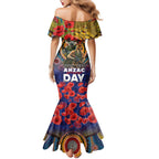 Kangaroo Koala Soldier ANZAC Personalised Family Matching Mermaid Dress and Hawaiian Shirt Camouflage Motif
