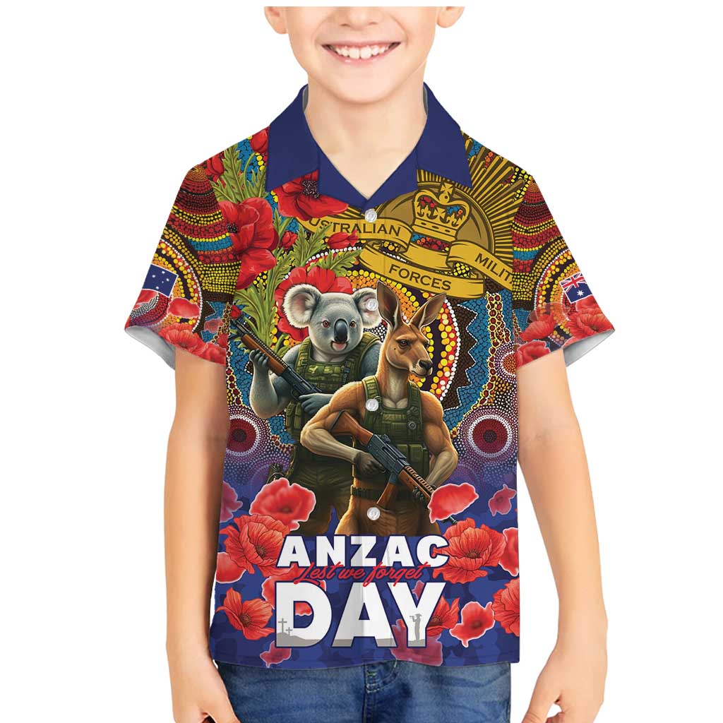 Kangaroo Koala Soldier ANZAC Personalised Family Matching Mermaid Dress and Hawaiian Shirt Camouflage Motif