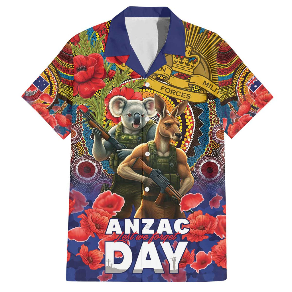 Kangaroo Koala Soldier ANZAC Personalised Family Matching Off The Shoulder Long Sleeve Dress and Hawaiian Shirt Camouflage Motif