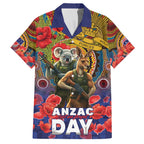 Kangaroo Koala Soldier ANZAC Personalised Family Matching Off The Shoulder Long Sleeve Dress and Hawaiian Shirt Camouflage Motif