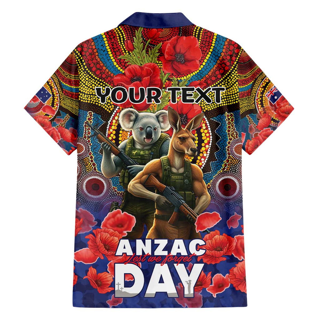 Kangaroo Koala Soldier ANZAC Personalised Family Matching Off The Shoulder Long Sleeve Dress and Hawaiian Shirt Camouflage Motif