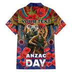 Kangaroo Koala Soldier ANZAC Personalised Family Matching Off The Shoulder Long Sleeve Dress and Hawaiian Shirt Camouflage Motif