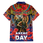 Kangaroo Koala Soldier ANZAC Personalised Family Matching Off Shoulder Maxi Dress and Hawaiian Shirt Camouflage Motif