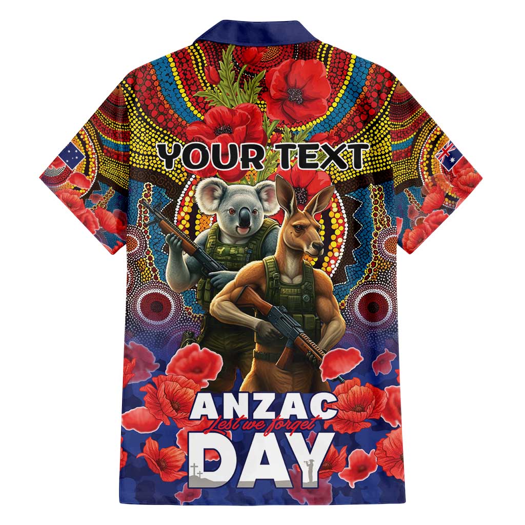 Kangaroo Koala Soldier ANZAC Personalised Family Matching Off Shoulder Short Dress and Hawaiian Shirt Camouflage Motif