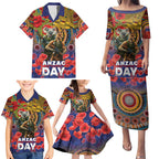 Kangaroo Koala Soldier ANZAC Personalised Family Matching Puletasi and Hawaiian Shirt Camouflage Motif