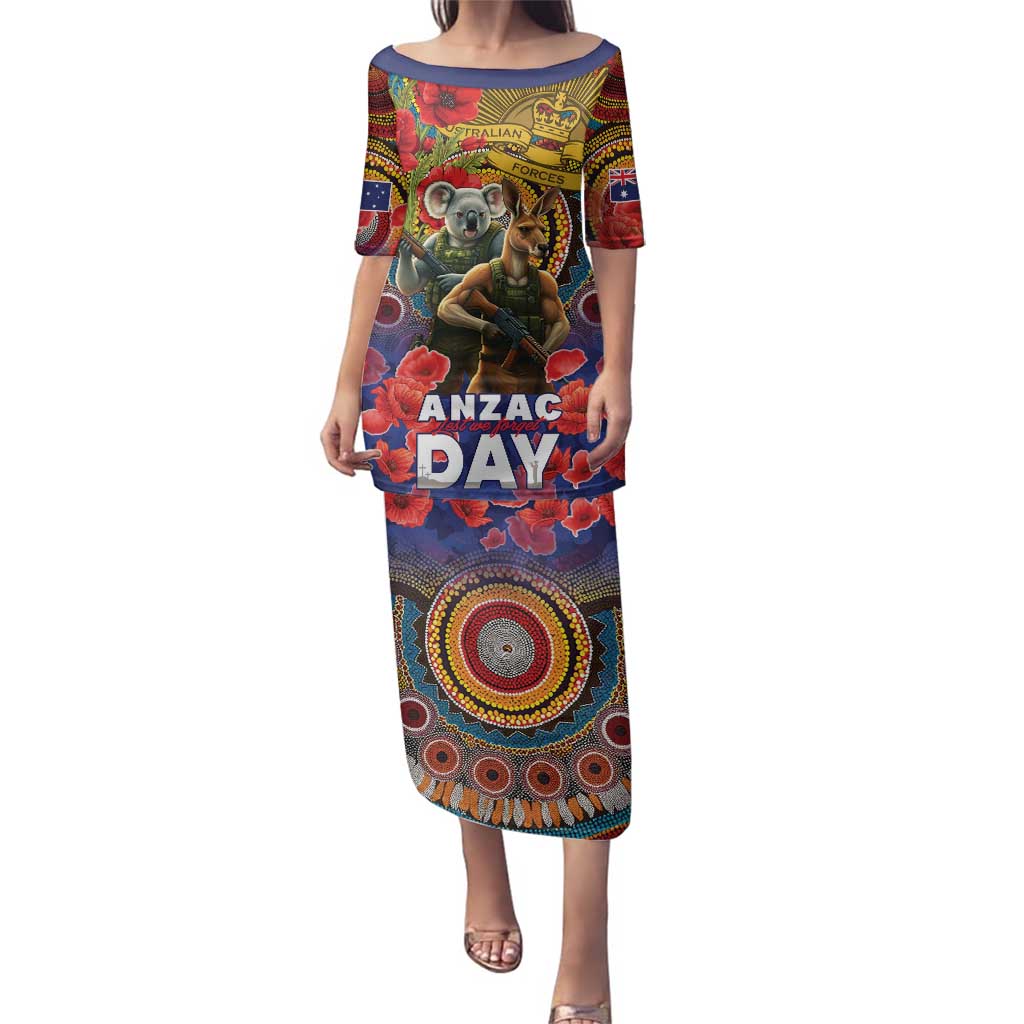 Kangaroo Koala Soldier ANZAC Personalised Family Matching Puletasi and Hawaiian Shirt Camouflage Motif