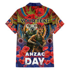 Kangaroo Koala Soldier ANZAC Personalised Family Matching Short Sleeve Bodycon Dress and Hawaiian Shirt Camouflage Motif