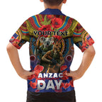 Kangaroo Koala Soldier ANZAC Personalised Family Matching Summer Maxi Dress and Hawaiian Shirt Camouflage Motif