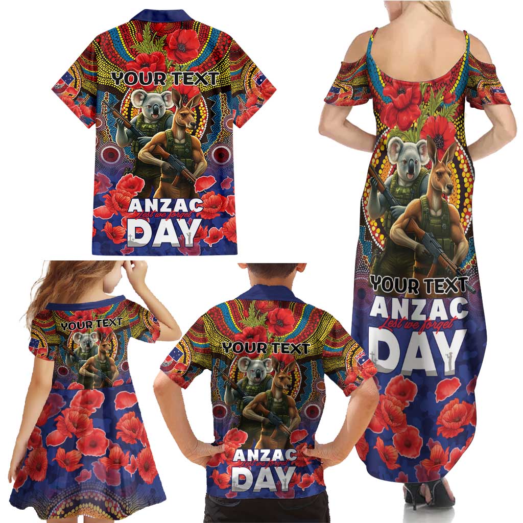 Kangaroo Koala Soldier ANZAC Personalised Family Matching Summer Maxi Dress and Hawaiian Shirt Camouflage Motif