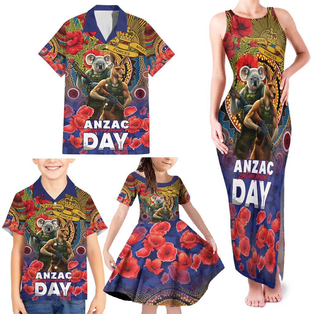 Kangaroo Koala Soldier ANZAC Personalised Family Matching Tank Maxi Dress and Hawaiian Shirt Camouflage Motif