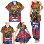 Kangaroo Koala Soldier ANZAC Personalised Family Matching Tank Maxi Dress and Hawaiian Shirt Camouflage Motif