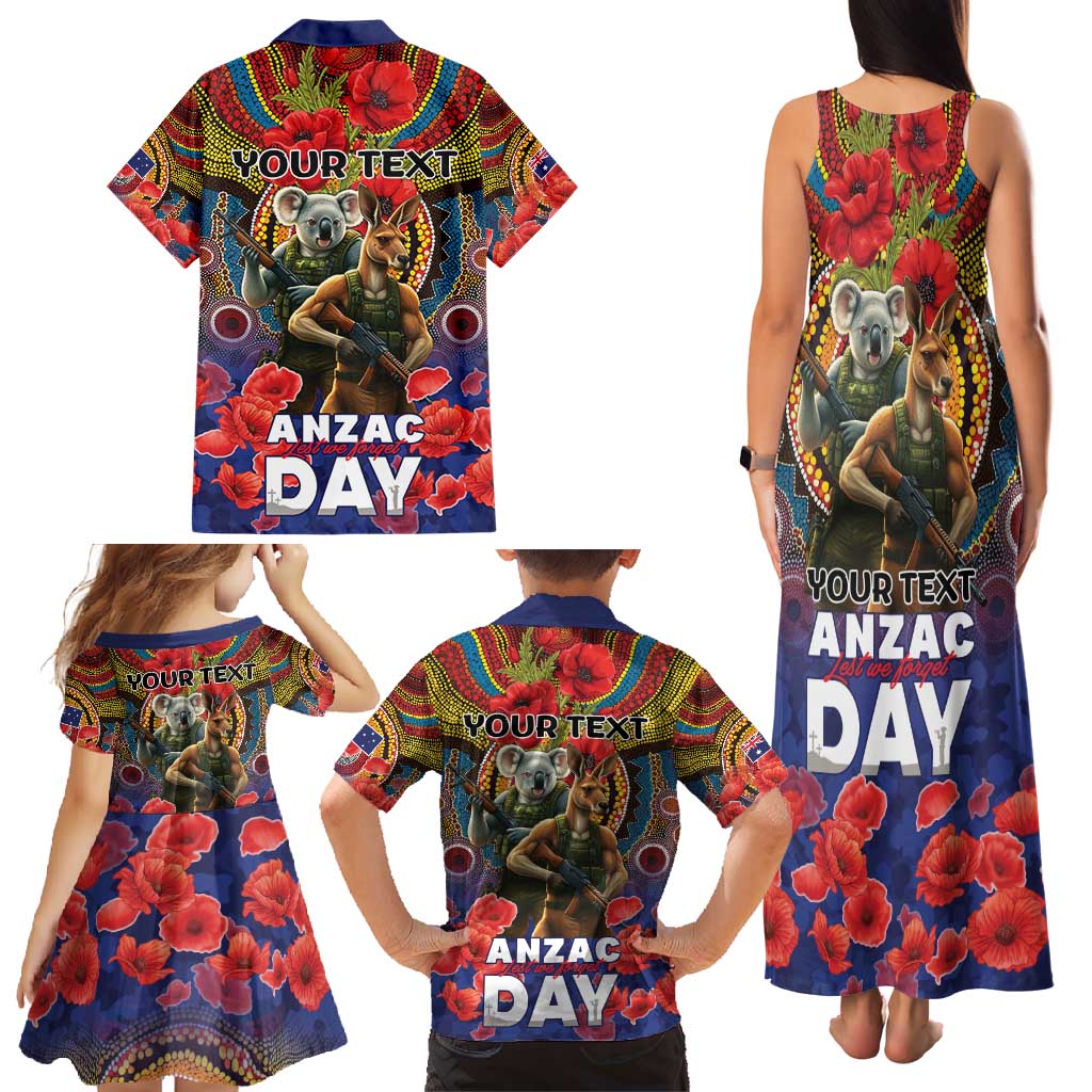 Kangaroo Koala Soldier ANZAC Personalised Family Matching Tank Maxi Dress and Hawaiian Shirt Camouflage Motif