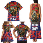 Kangaroo Koala Soldier ANZAC Personalised Family Matching Tank Maxi Dress and Hawaiian Shirt Camouflage Motif