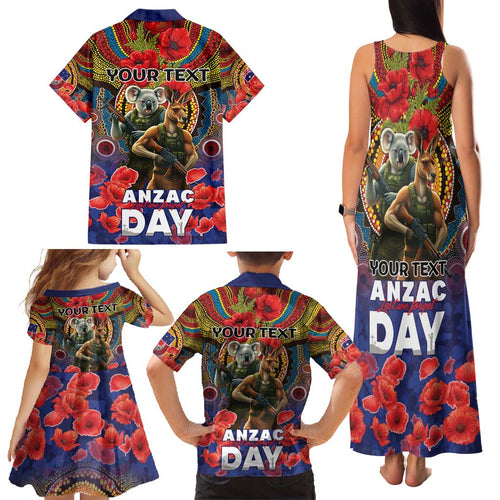 Kangaroo Koala Soldier ANZAC Personalised Family Matching Tank Maxi Dress and Hawaiian Shirt Camouflage Motif
