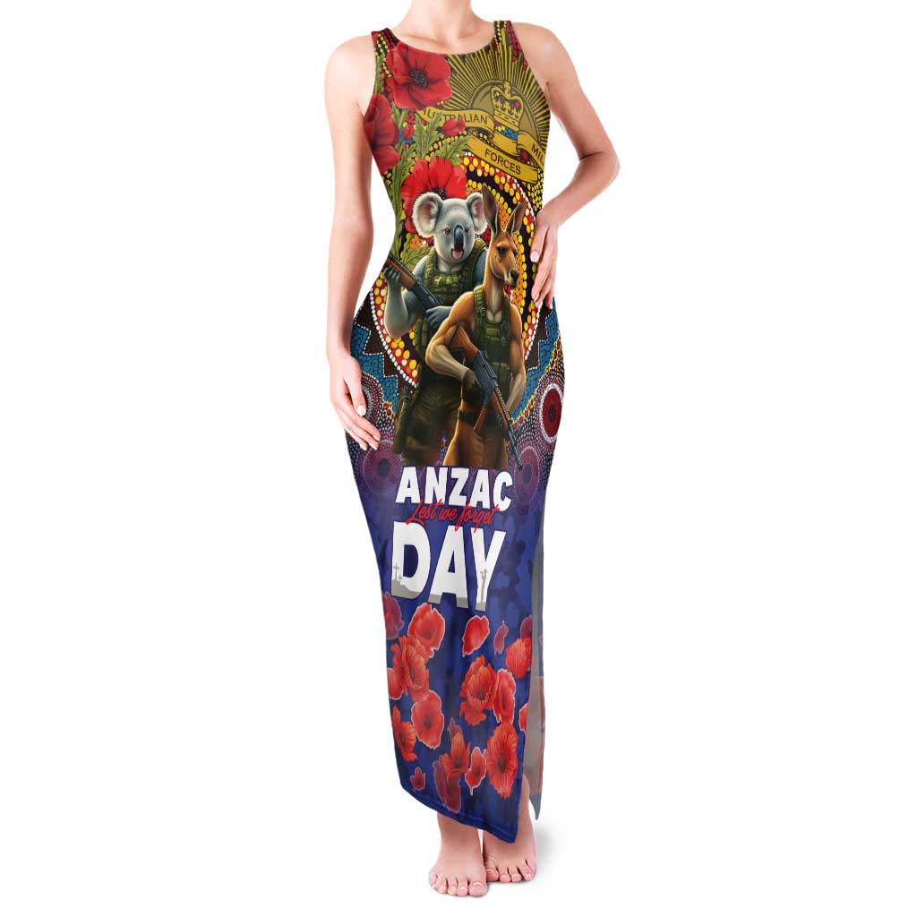 Kangaroo Koala Soldier ANZAC Personalised Family Matching Tank Maxi Dress and Hawaiian Shirt Camouflage Motif