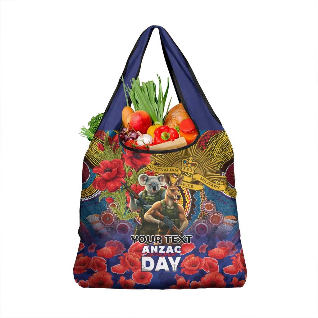 Kangaroo Koala Soldier ANZAC Personalised Grocery Bag Camouflage Motif
