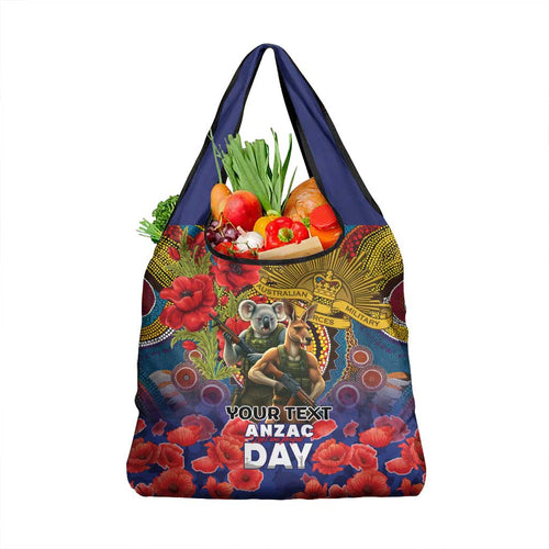 Kangaroo Koala Soldier ANZAC Personalised Grocery Bag Camouflage Motif