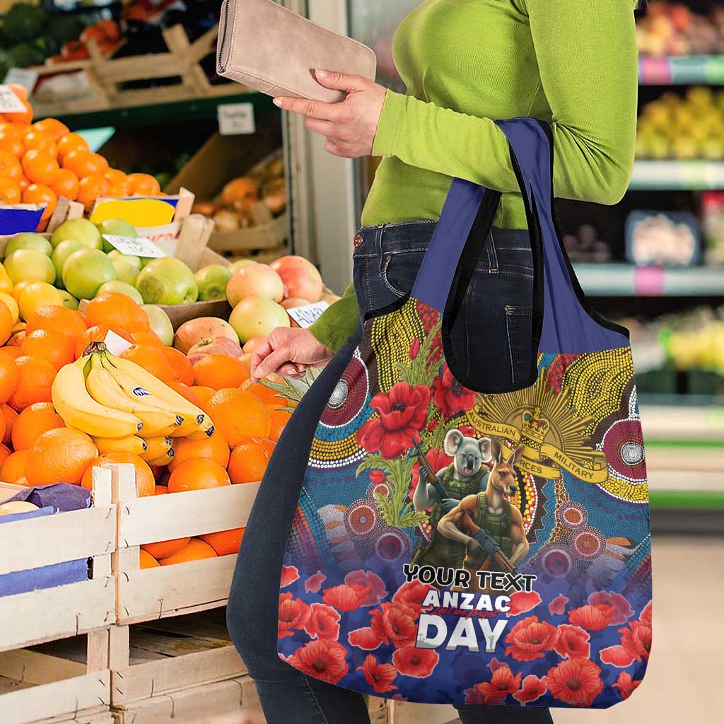 Kangaroo Koala Soldier ANZAC Personalised Grocery Bag Camouflage Motif