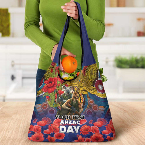 Kangaroo Koala Soldier ANZAC Personalised Grocery Bag Camouflage Motif
