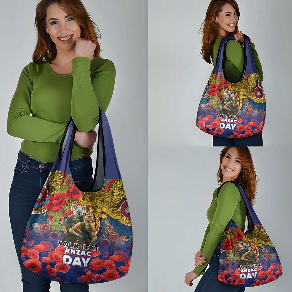 Kangaroo Koala Soldier ANZAC Personalised Grocery Bag Camouflage Motif