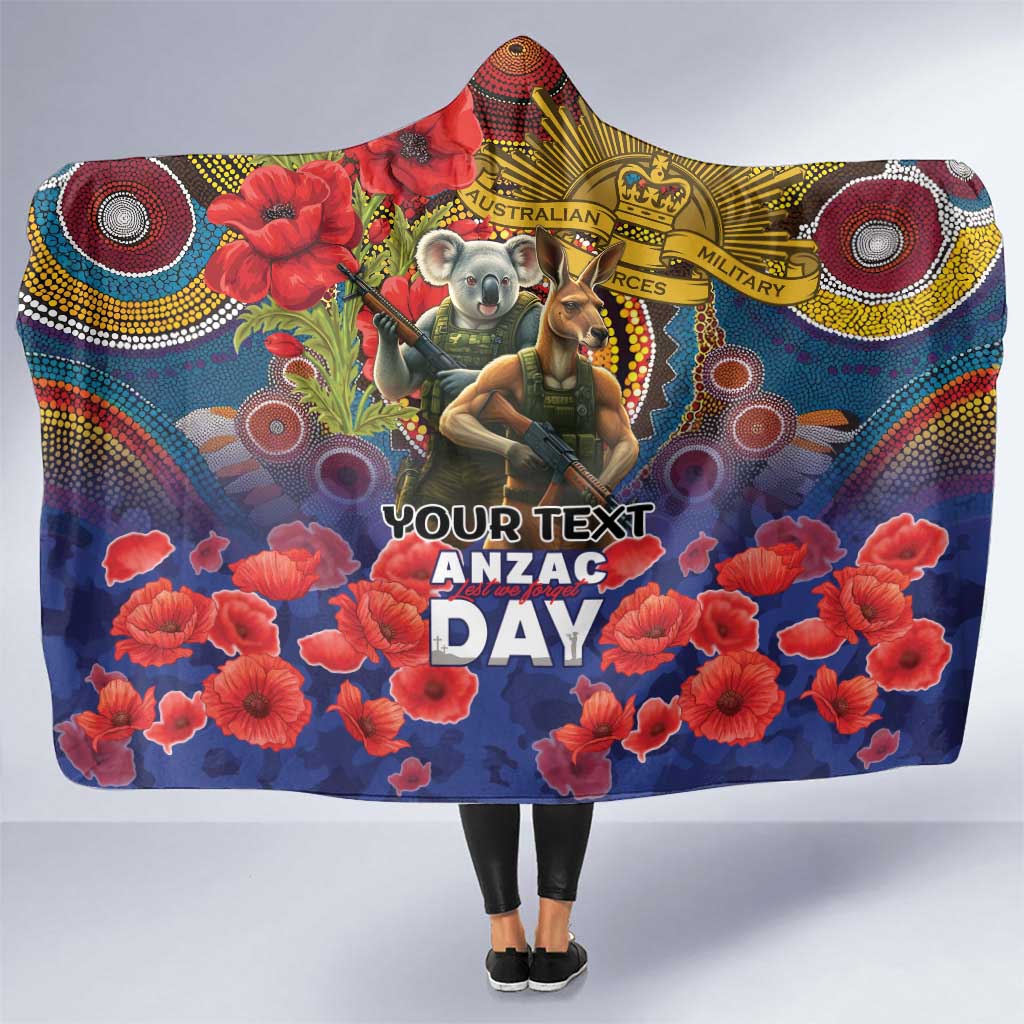 Kangaroo Koala Soldier ANZAC Personalised Hooded Blanket Camouflage Motif