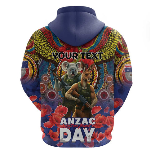 Kangaroo Koala Soldier ANZAC Personalised Hoodie Camouflage Motif