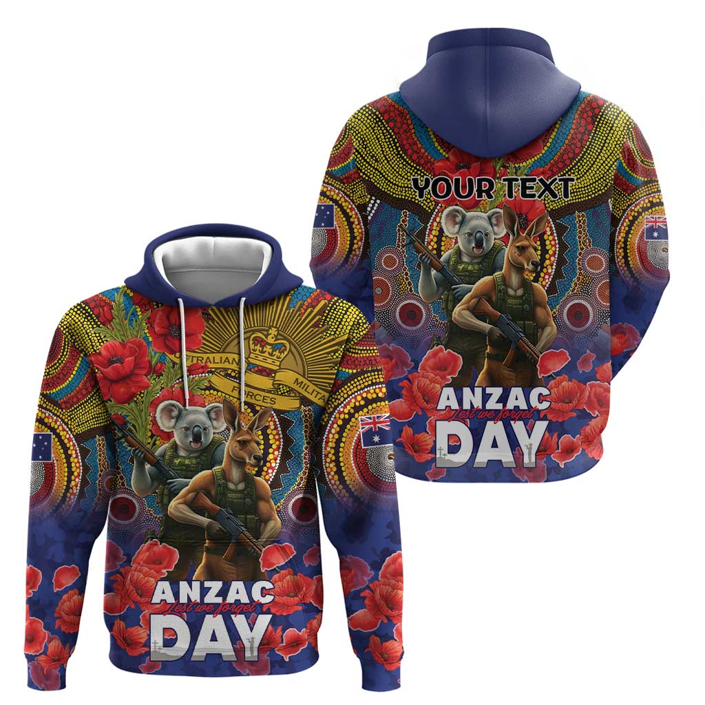 Kangaroo Koala Soldier ANZAC Personalised Hoodie Camouflage Motif