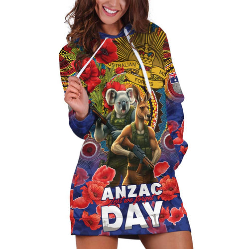 Kangaroo Koala Soldier ANZAC Personalised Hoodie Dress Camouflage Motif
