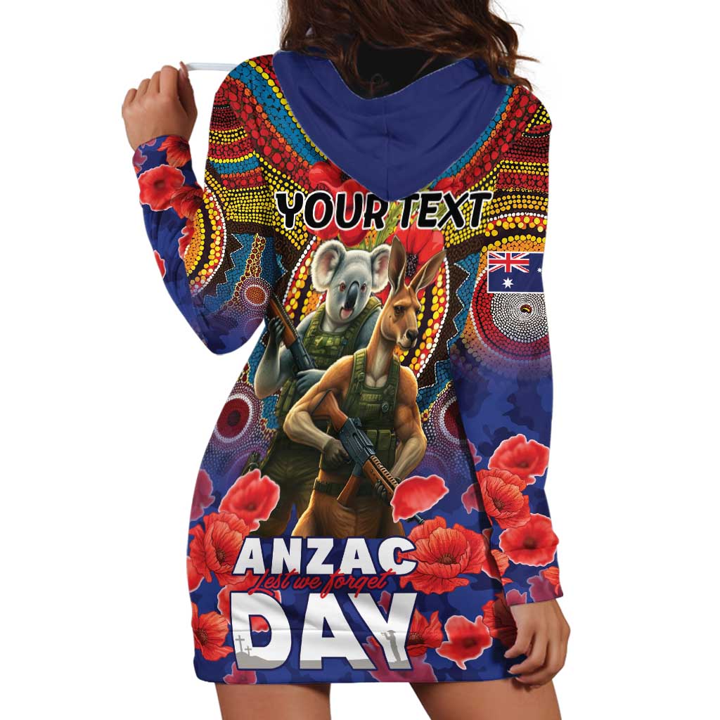 Kangaroo Koala Soldier ANZAC Personalised Hoodie Dress Camouflage Motif
